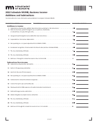 Document preview: Schedule M1MB Business Income Additions and Subtractions - Minnesota