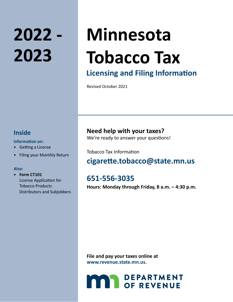 License Application for Tobacco Products Distributors and Subjobbers - Minnesota, Page 1