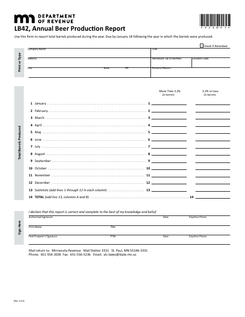 Form LB42  Printable Pdf