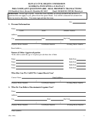Pre-complaint Questionnaire - Real Property Transactions - Hawaii, Page 3