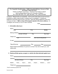 Pre-complaint Questionnaire - Public Accommodations/Access to State and State Funded Services - Hawaii, Page 3