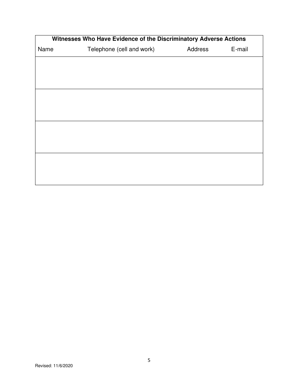Pre-complaint Questionnaire - Public Accommodations / Access to State and State Funded Services - Hawaii, Page 7