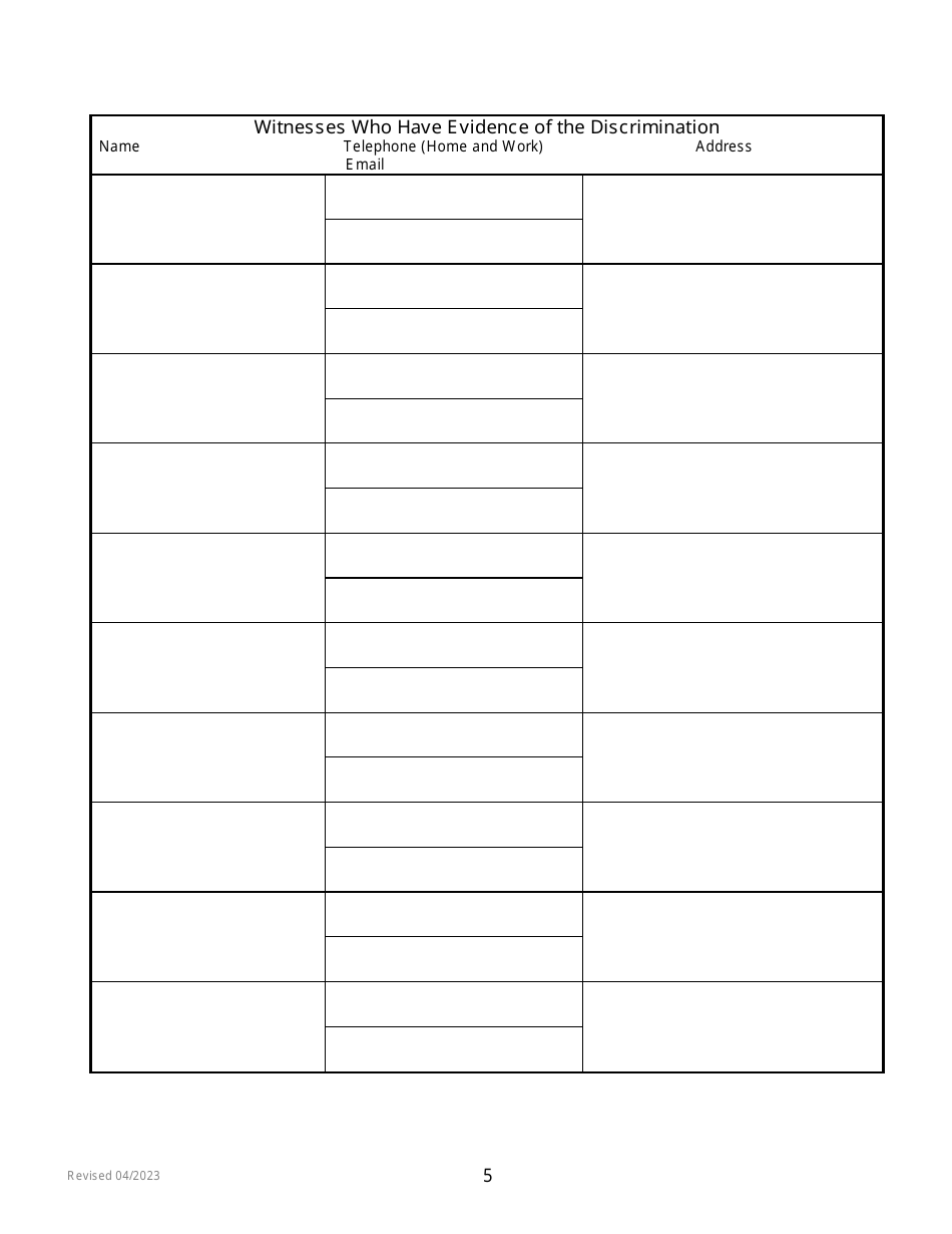 Pre-complaint Questionnaire - Employment - Hawaii, Page 7