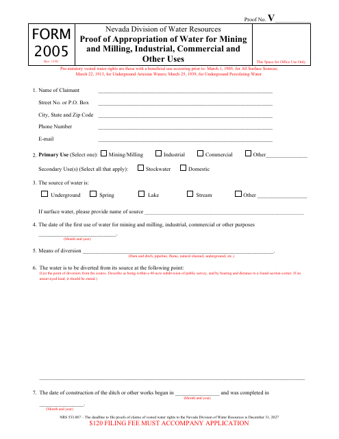 Form 2005  Printable Pdf