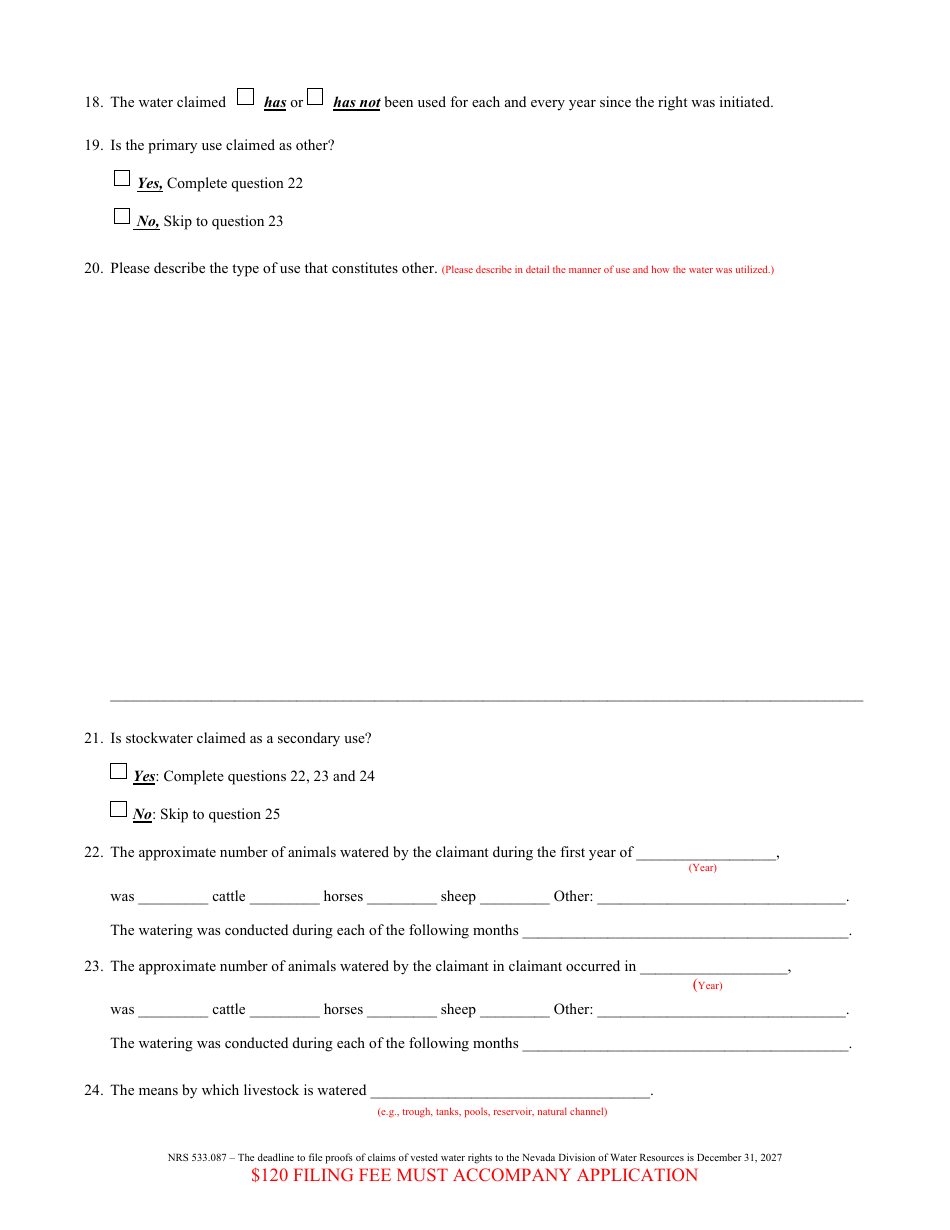 Form 2005 Proof of Appropriation of Water for Mining and Milling, Industrial, Commercial and Other Uses - Nevada, Page 3