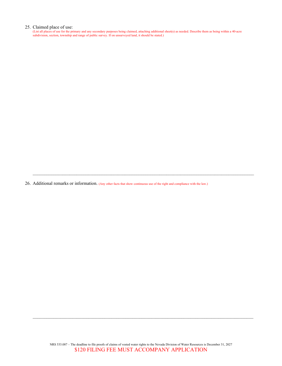 Form 2005 Proof of Appropriation of Water for Mining and Milling, Industrial, Commercial and Other Uses - Nevada, Page 4