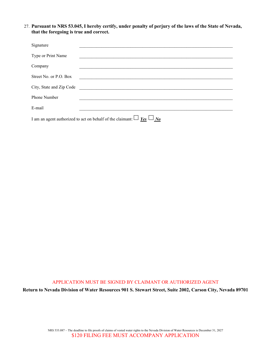 Form 2005 Proof of Appropriation of Water for Mining and Milling, Industrial, Commercial and Other Uses - Nevada, Page 5