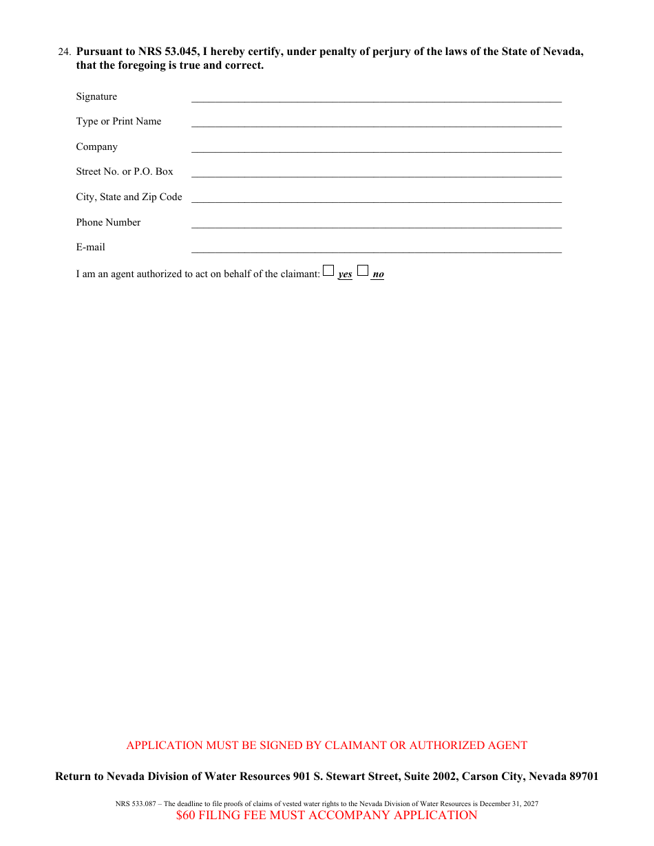 Form 2004 Proof of Appropriation of Water for Stockwater - Nevada, Page 4