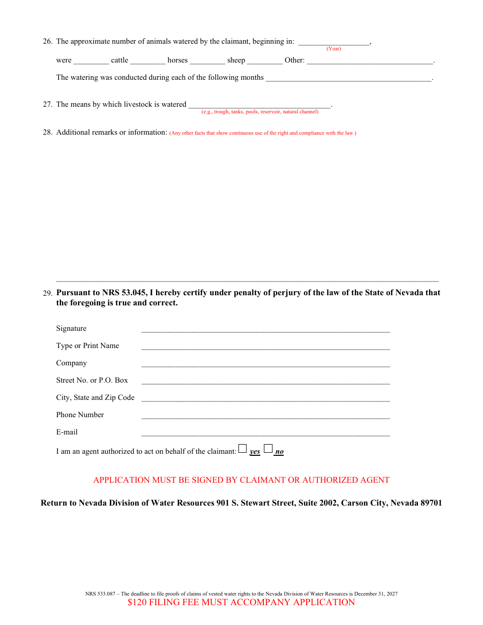 Form 2002 Proof of Appropriation of Water for Irrigation Use - Nevada, Page 4