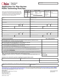 Document preview: Form HEA5215 Application for Plan Review Public Swimming Pool/Spa - Ohio