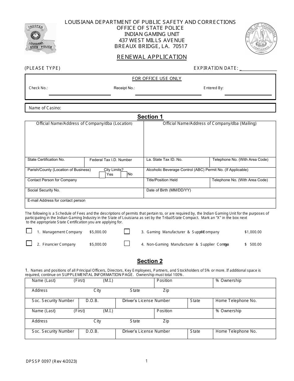 Form DPSSP0097 Renewal Application - Louisiana, Page 5