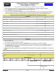 Form 735-227 Transitional Ownership Document (Tod) - Oregon