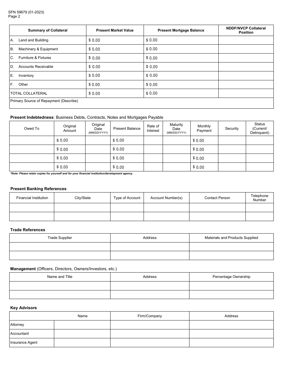 Form SFN59676 North Dakota Development Fund, Inc. (Nddf) Application - North Dakota, Page 2