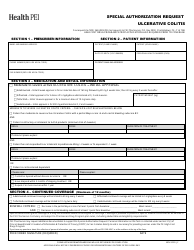 Document preview: Ulcerative Colitis Special Authorization Request Form - Prince Edward Island, Canada