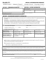 Document preview: Apixaban, Dabigatran, Edoxaban, Rivaroxaban Special Authorization Request Form - Prince Edward Island, Canada