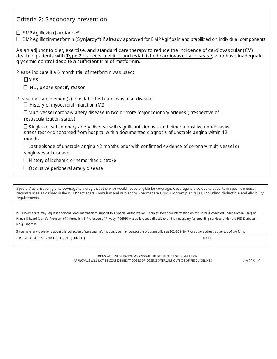 Dpp-4 / Sglt2 Inhibitors Special Authorization Request - Prince Edward Island, Canada, Page 2