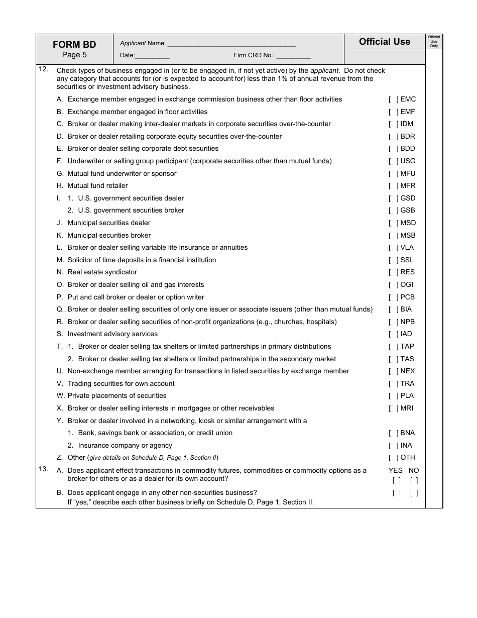 Form BD (SEC1490) Uniform Application for Broker-Dealer Registration, Page 10