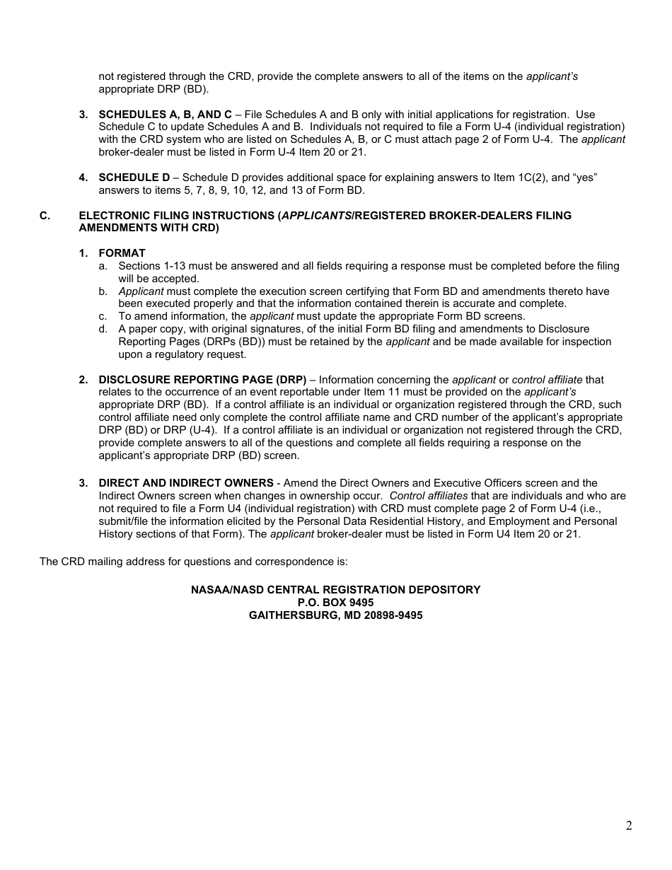 Form BD (SEC1490) Uniform Application for Broker-Dealer Registration, Page 3