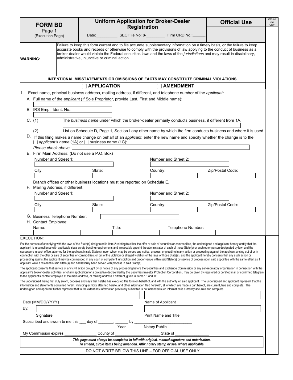 Form BD (SEC1490) Uniform Application for Broker-Dealer Registration, Page 6
