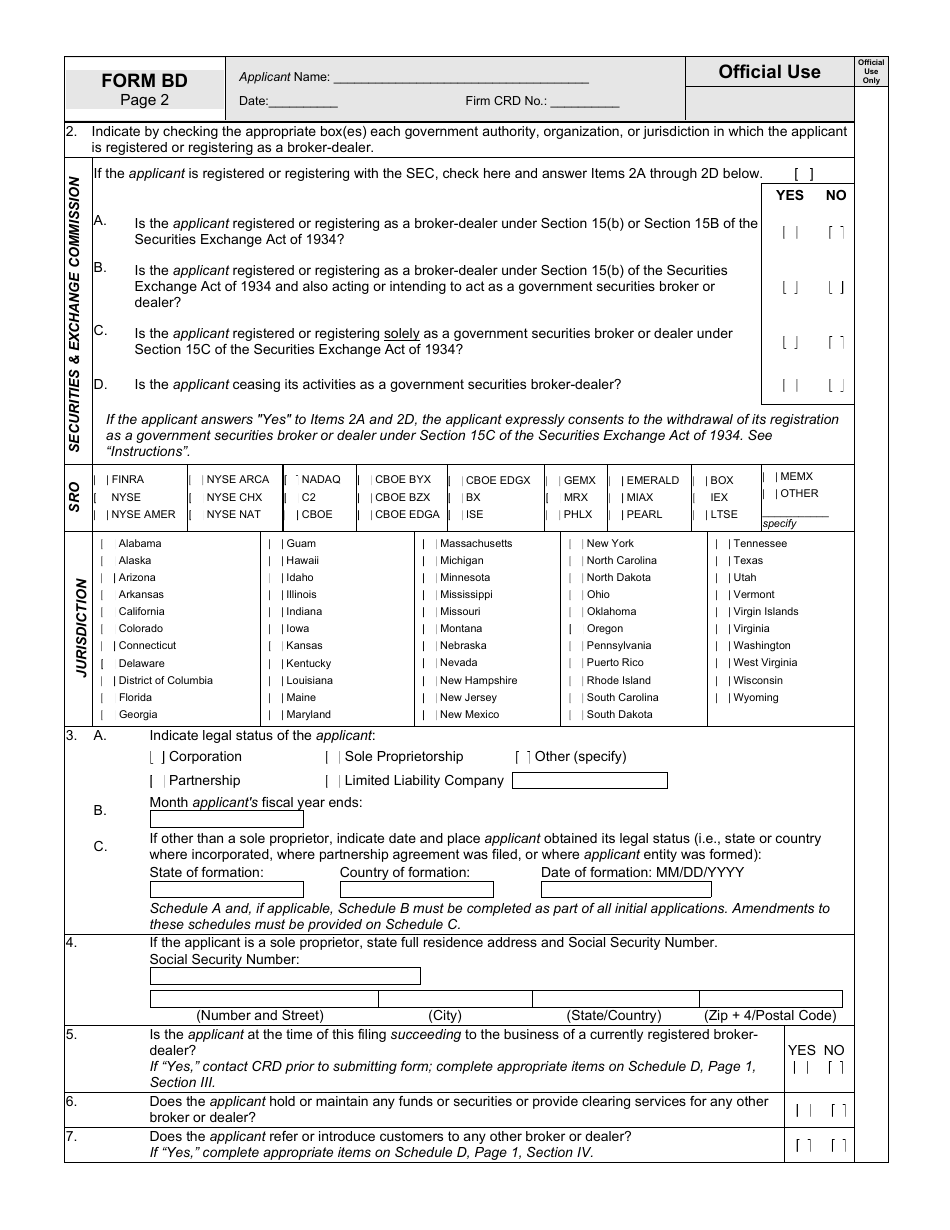 Form BD (SEC1490) Uniform Application for Broker-Dealer Registration, Page 7