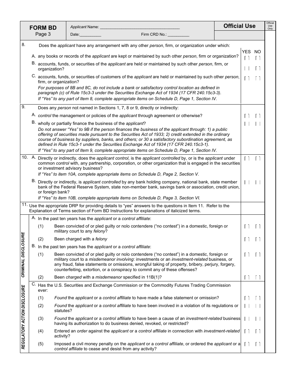 Form BD (SEC1490) Uniform Application for Broker-Dealer Registration, Page 8