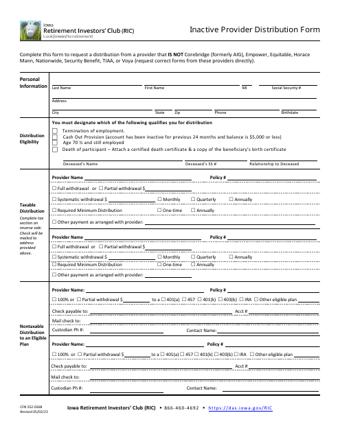 Form CFN552-0368  Printable Pdf
