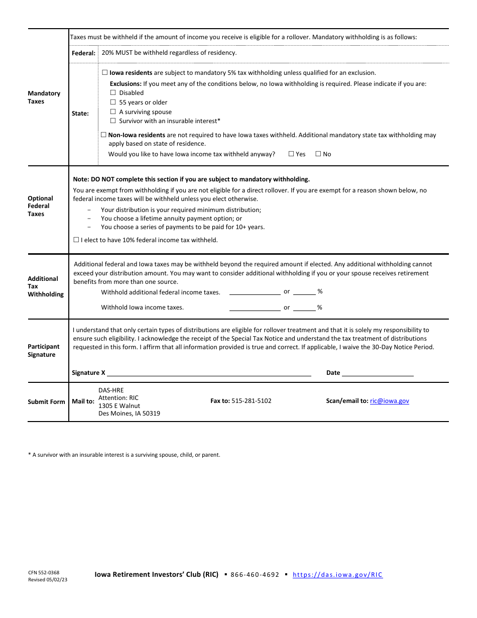 Form CFN552-0368 Inactive Provider Distribution Form - Iowa, Page 2