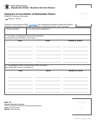 Form 103 Statement of Cancellation of Redeemable Shares for a Domestic Business Corporation - Rhode Island, Page 2
