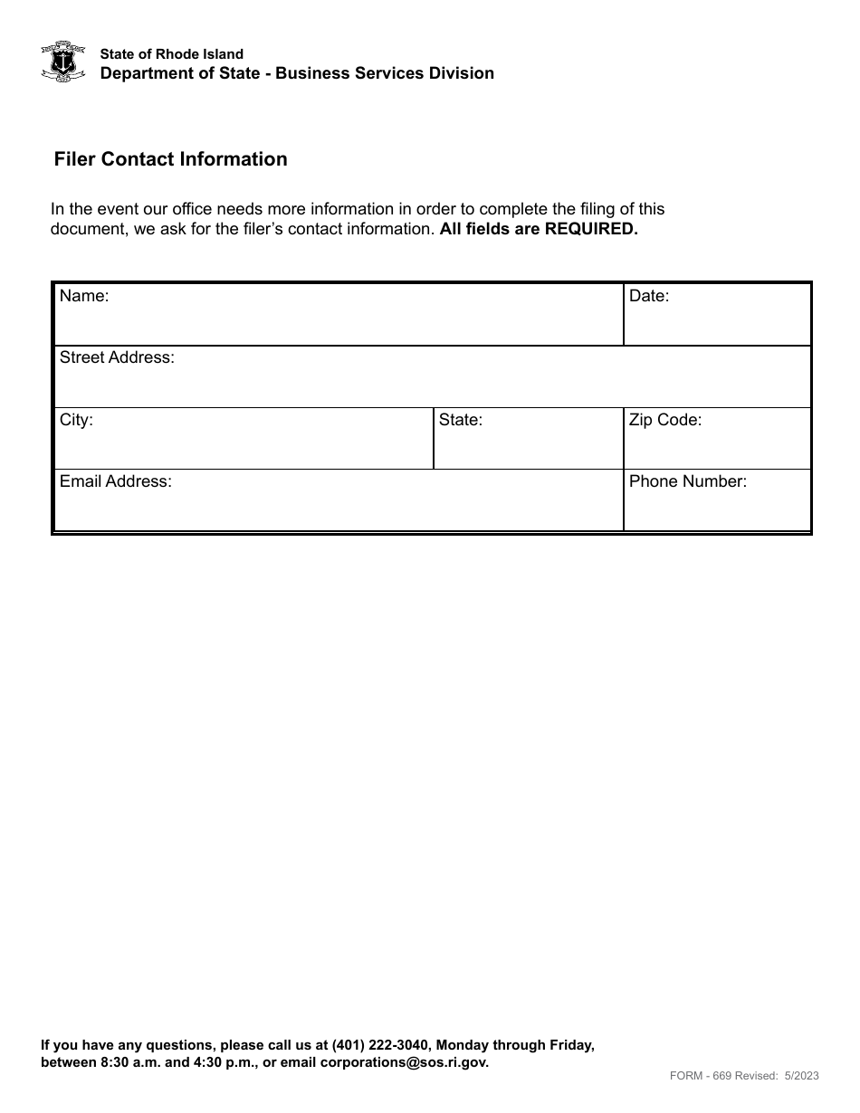 Form 669 Assignment of an Application for a Service Mark or Trademark - Rhode Island, Page 4