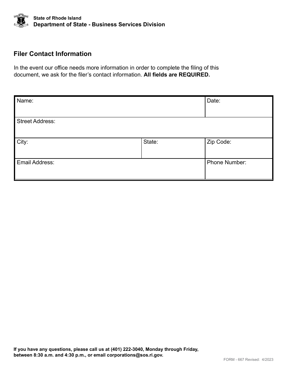 Form 667 Renewal of Application of Registration of a Service Mark or Trademark - Rhode Island, Page 5