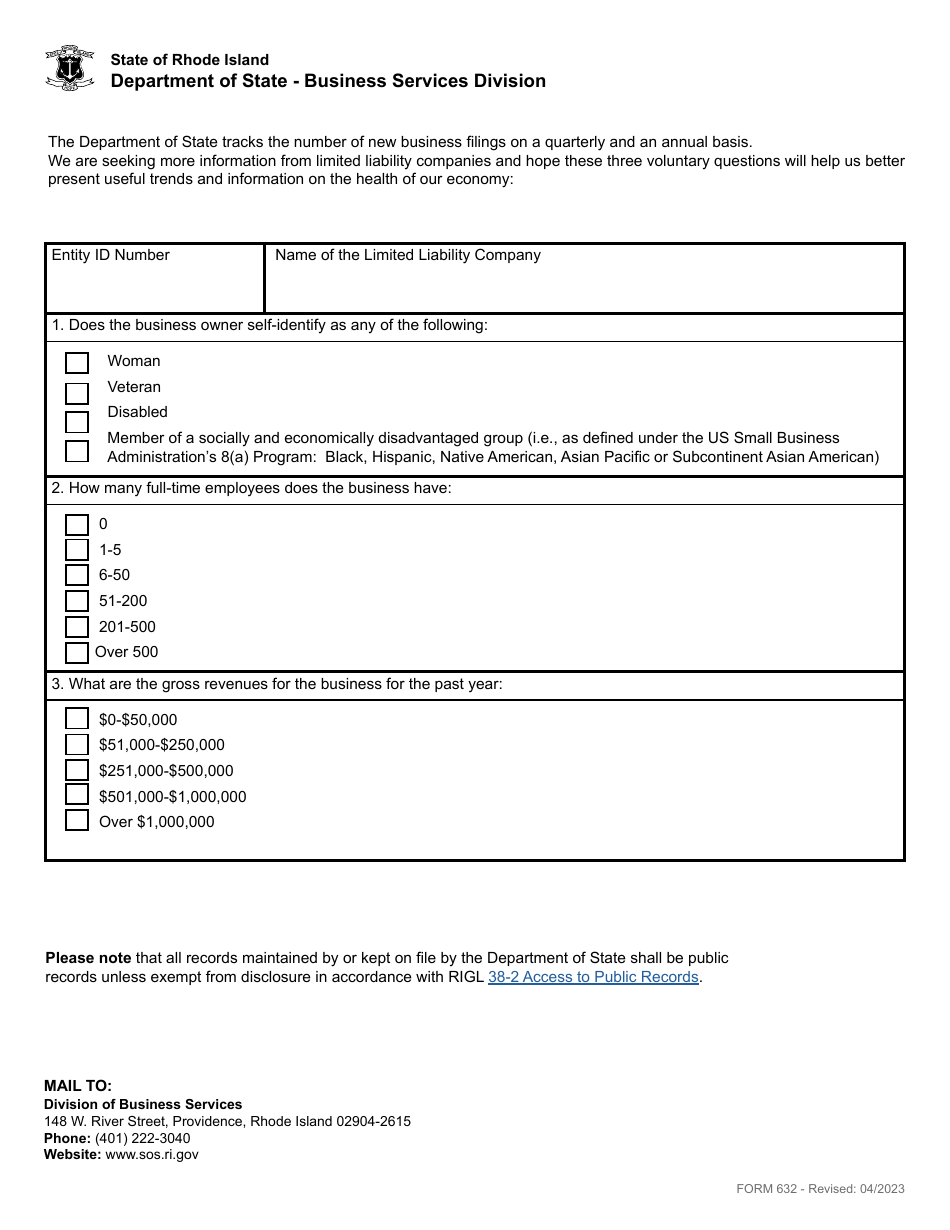 Form 632 Annual Report for a Limited Liability Company - Rhode Island, Page 3