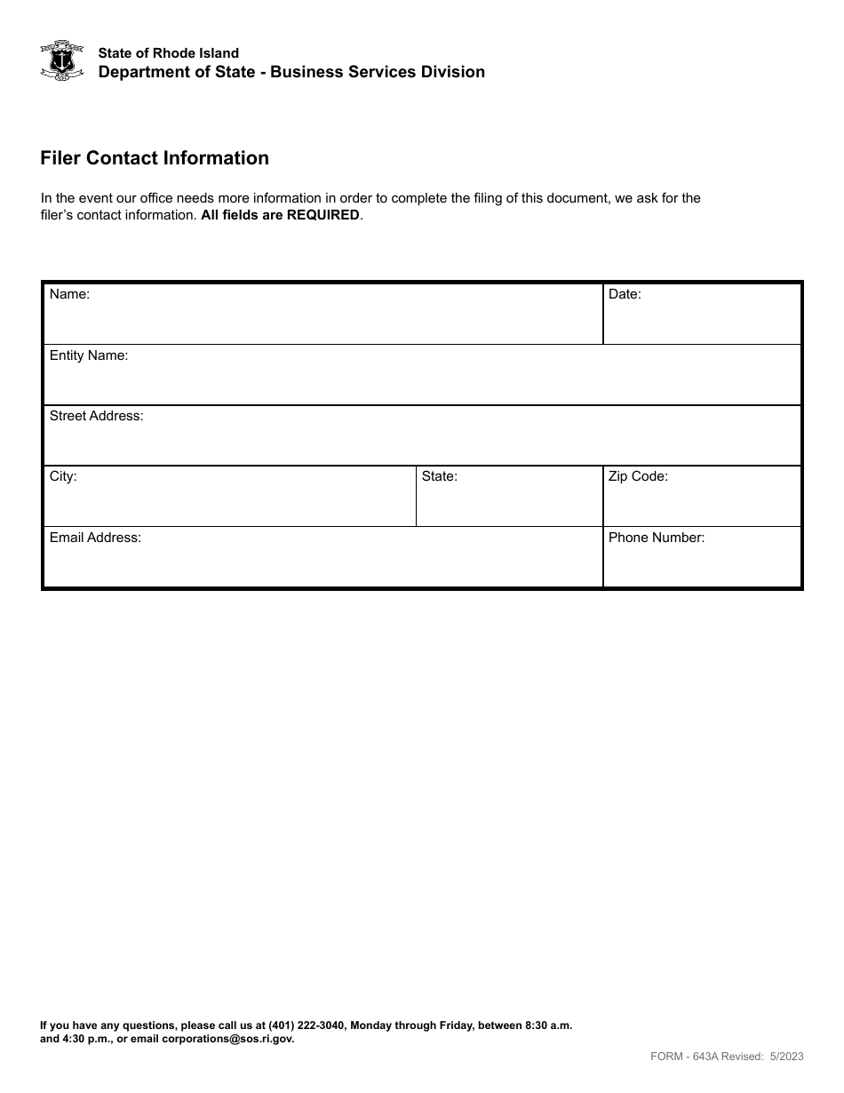 Form 643A Download Fillable PDF or Fill Online Statement of Change of