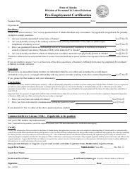 Document preview: Pre-employment Certification - Alaska