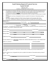 Document preview: Renewal and Initial Crematory Application - South Dakota