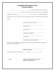 Document preview: Candidate Declaration Form (Federal Office) - Missouri, 2024