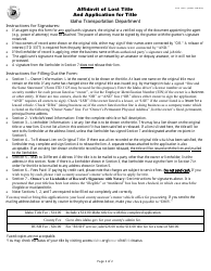 Form ITD3371 Affidavit of Lost Title and Application for Title - Idaho, Page 2
