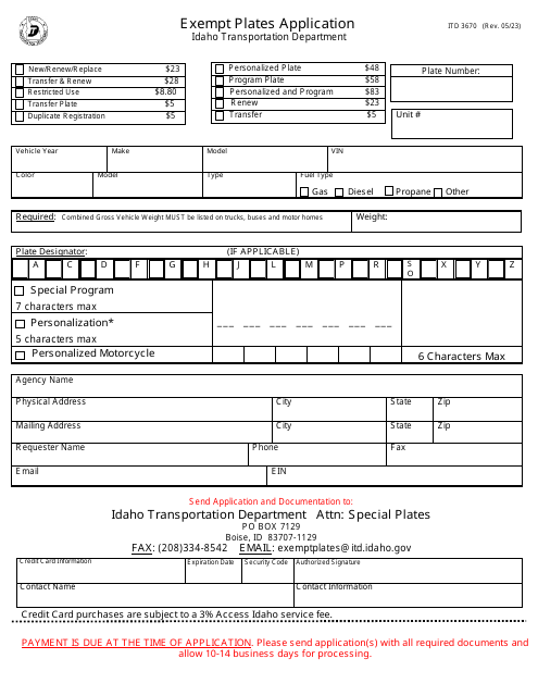 Form ITD3670  Printable Pdf