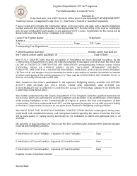 Document preview: Junior Firefighter Parental/Guardian Consent Form - Virginia