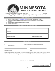 Document preview: Independent/Ballot Question Expenditure Report for Individuals - Minnesota
