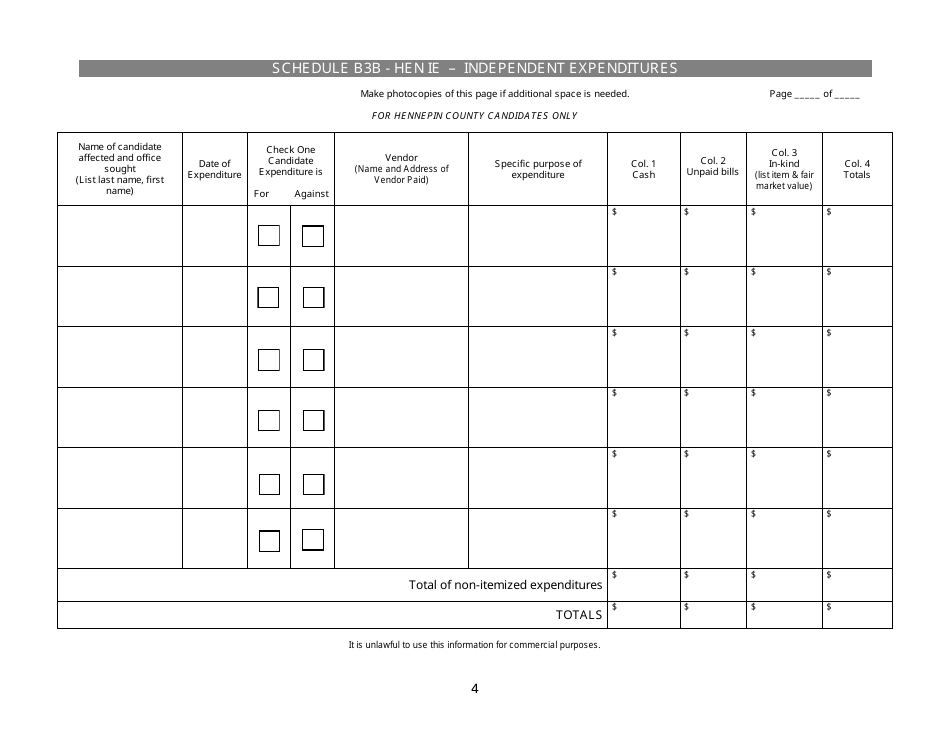 Independent / Ballot Question Expenditure Report for Individuals - Minnesota, Page 4