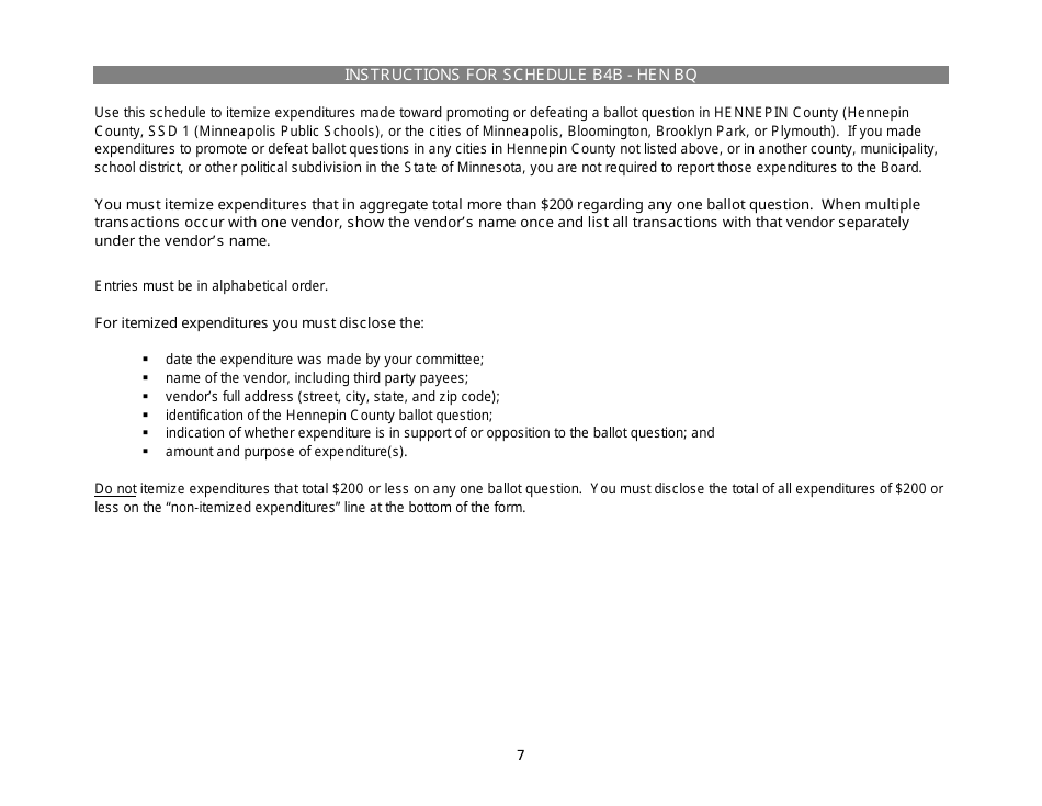 Independent / Ballot Question Expenditure Report for Individuals - Minnesota, Page 7