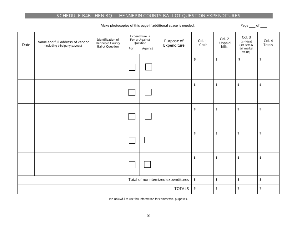 Independent / Ballot Question Expenditure Report for Individuals - Minnesota, Page 8