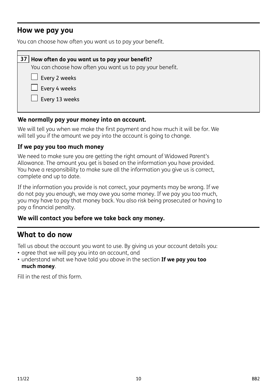 Form BB2 Widowed Parents Allowance - United Kingdom, Page 10