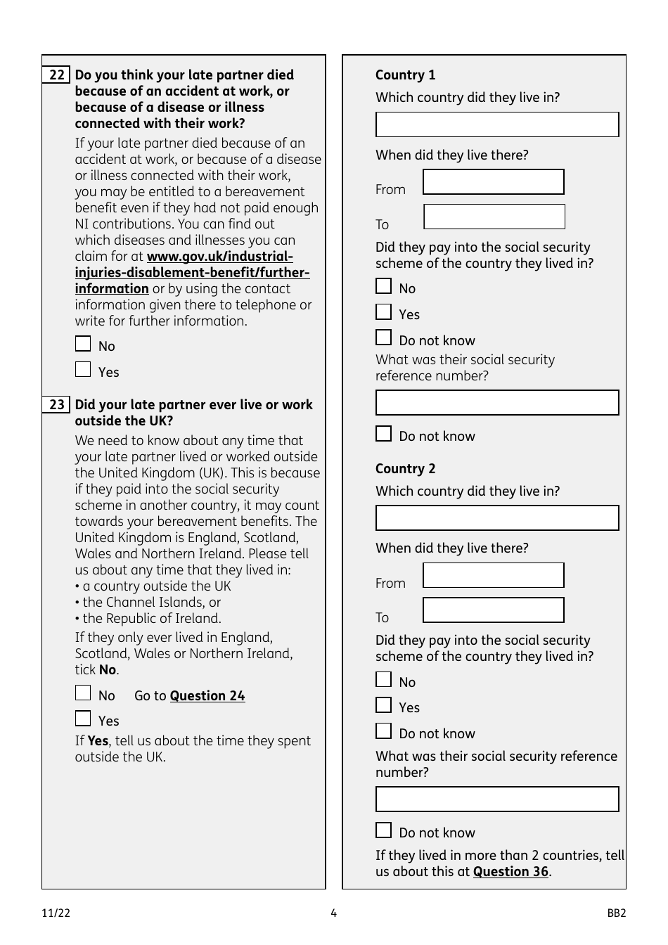 Form BB2 Widowed Parents Allowance - United Kingdom, Page 4