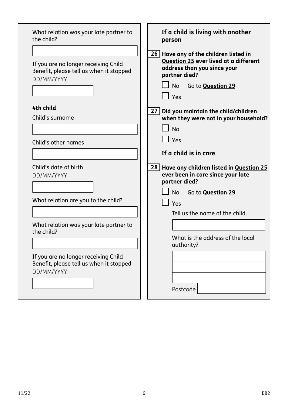 Form BB2 Widowed Parents Allowance - United Kingdom, Page 6