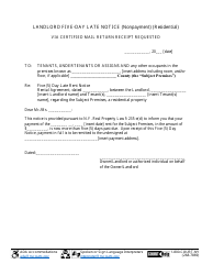 Document preview: Landlord Five-Day Late Notice (Nonpayment) (Residential) - Suffolk County, New York