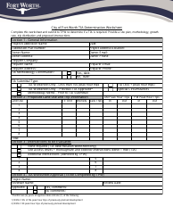 Document preview: City of Fort Worth Tia Determination Worksheet - City of Fort Worth, Texas