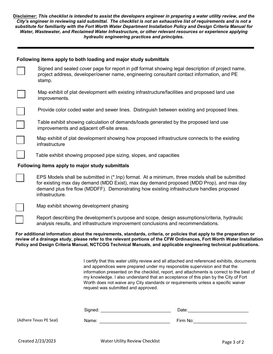 Water Utility Review Application - City of Fort Worth, Texas, Page 19