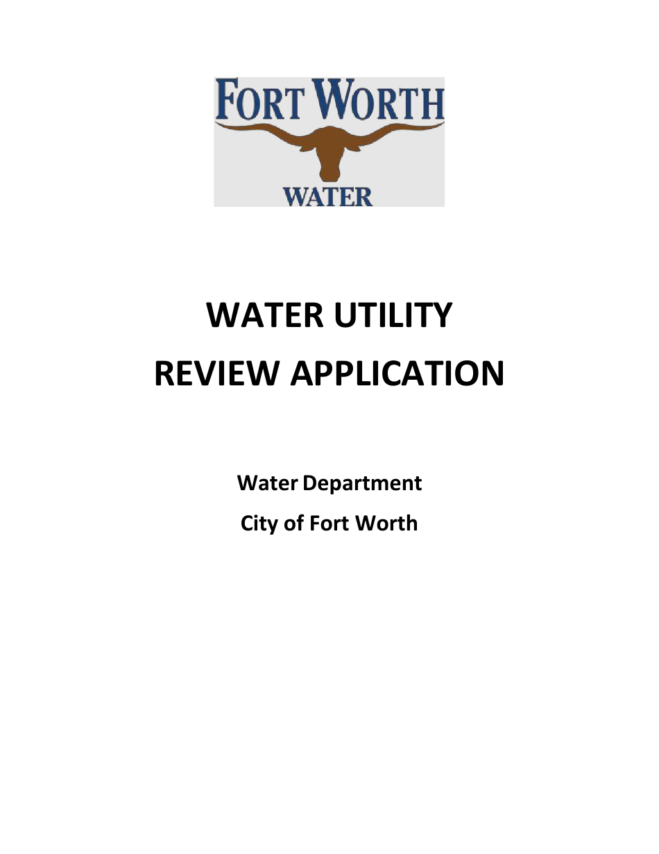 Water Utility Review Application - City of Fort Worth, Texas, Page 1