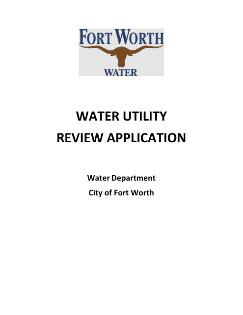 Water Utility Review Application - City of Fort Worth, Texas Download Pdf